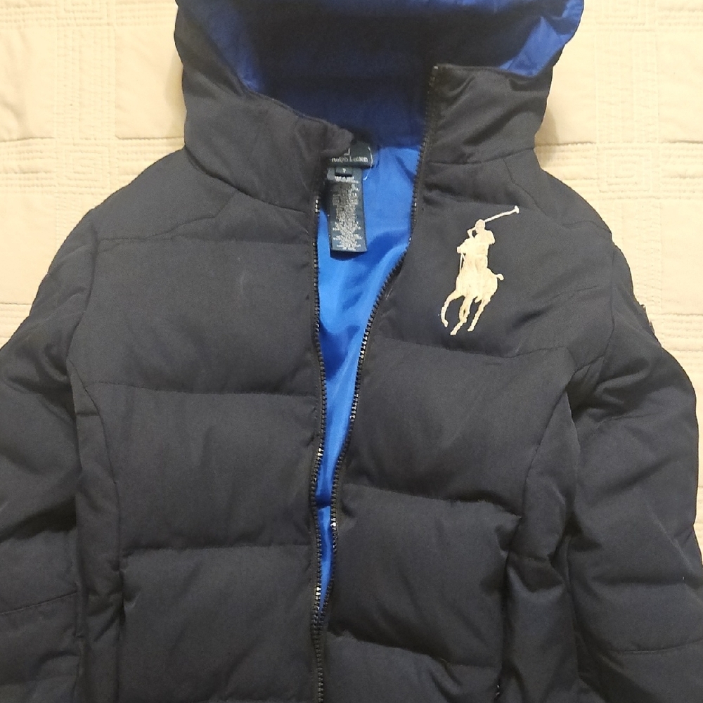 Polo Ralph Lauren Black Puffer Jacket with Blue Lining